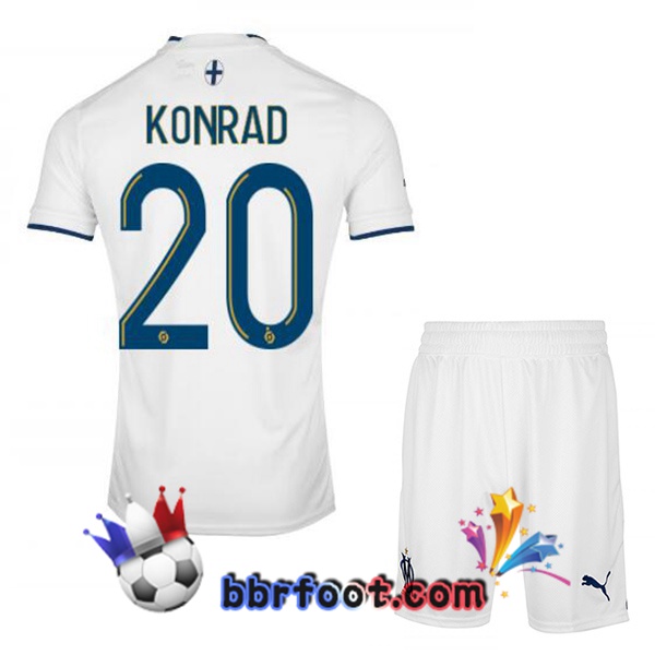 Maillot Foot Marseille OM (KONRAD 20) Enfant Domicile Blanc 2022/2023
