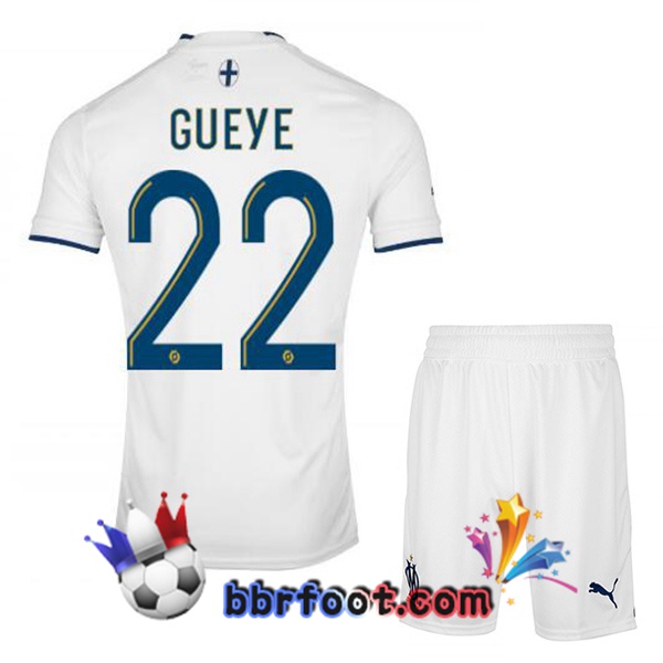 Maillot Foot Marseille OM (GUEYE 22) Enfant Domicile Blanc 2022/2023