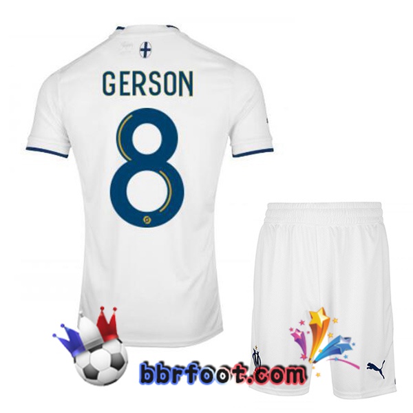 Maillot Foot Marseille OM (GERSON 8) Enfant Domicile Blanc 2022/2023