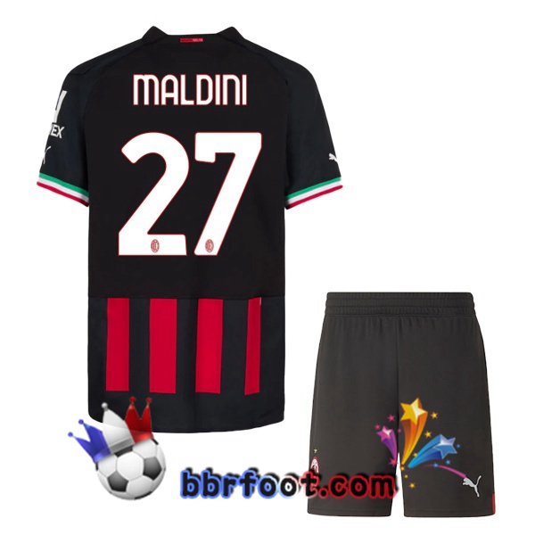 Maillot Foot AC Milan (MALDINI 27) Enfant Domicile Rouge 2022/2023