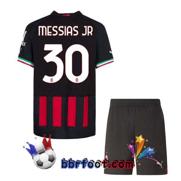 Maillot Foot AC Milan (MESSIAS JR 30) Enfant Domicile Rouge 2022/2023