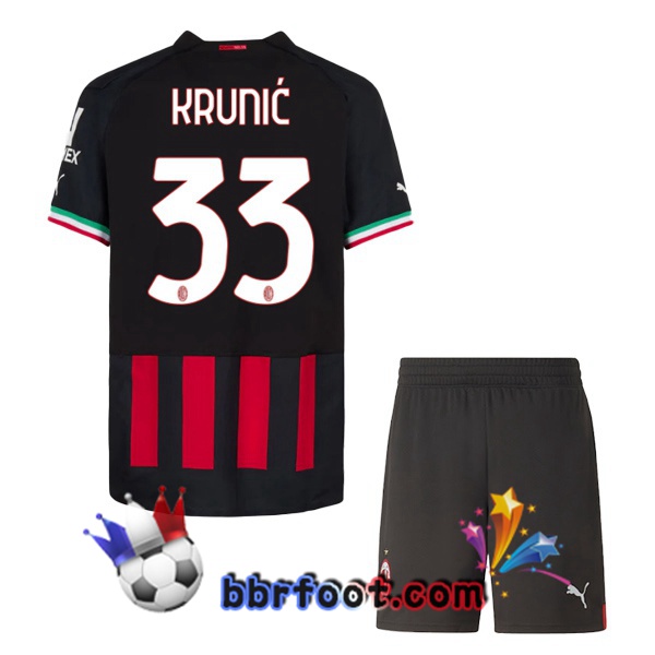 Maillot Foot AC Milan (KRUNIĆ 33) Enfant Domicile Rouge 2022/2023