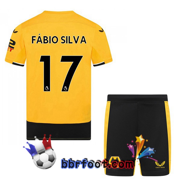 Maillot Foot Wolves (FABIO SILVA 17) Enfant Domicile Jaune 2022/2023