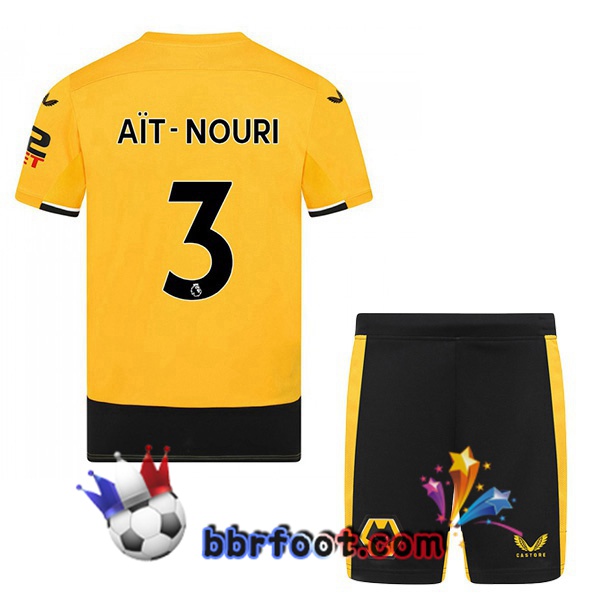 Maillot Foot Wolves (AIT-NOURI 3) Enfant Domicile Jaune 2022/2023