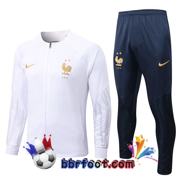 Veste Survetement Foot France Blanc 2022/2023