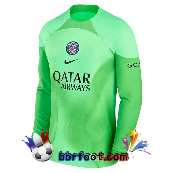 Maillot Foot Paris PSG Gardien de but Manche Longue Vert 2022/2023