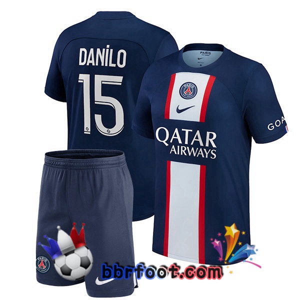 Maillot Foot Paris PSG (Danilo 15) Enfant Domicile Bleu Royal 2022/2023