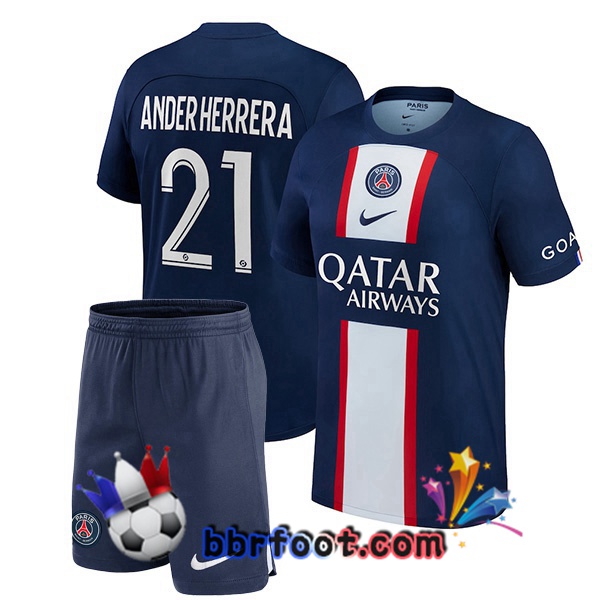 Maillot Foot Paris PSG (Ander Herrera 21) Enfant Domicile Bleu Royal 2022/2023