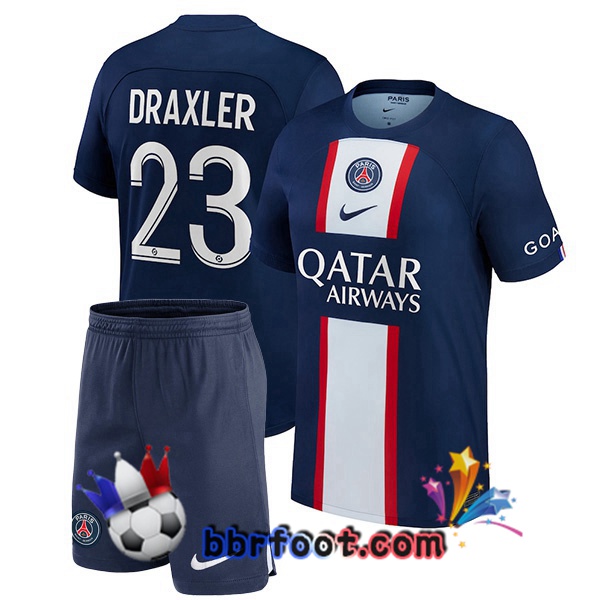Maillot Foot Paris PSG (Draxler 23) Enfant Domicile Bleu Royal 2022/2023