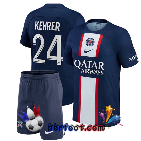 Maillot Foot Paris PSG (Kehrer 24) Enfant Domicile Bleu Royal 2022/2023