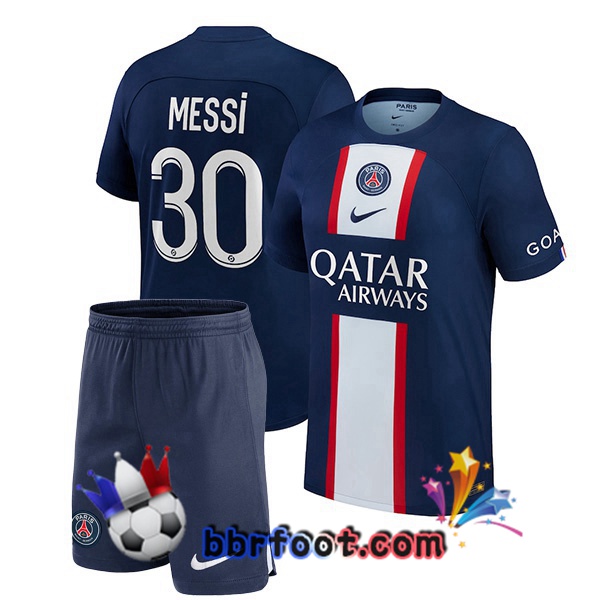 Maillot Foot Paris PSG (Messi 30) Enfant Domicile Bleu Royal 2022/2023