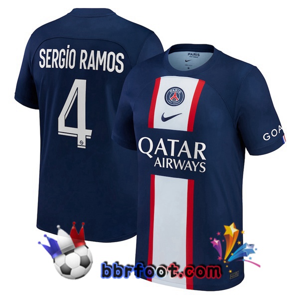 Maillot Foot Paris PSG (Sergio Ramos 4) Domicile Bleu Royal 2022/2023