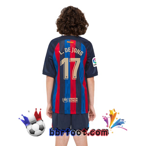 Maillot Foot FC Barcelone (Luuk de Jong 17) Enfant Domicile Rouge Bleu 2022/2023