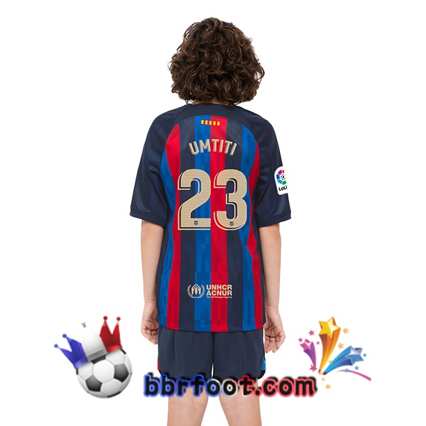 Maillot Foot FC Barcelone (Umtiti 23) Enfant Domicile Rouge Bleu 2022/2023