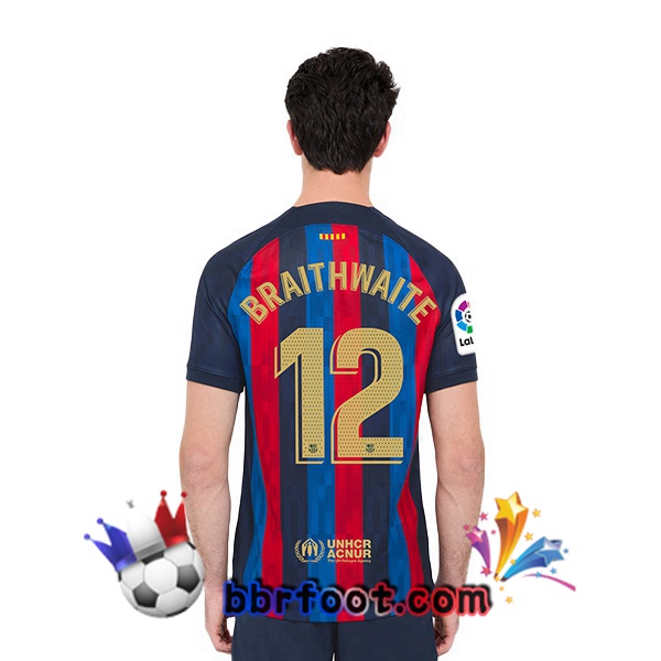 Maillot Foot FC Barcelone (Martin Braithwaite 12) Domicile Rouge Bleu 2022/2023