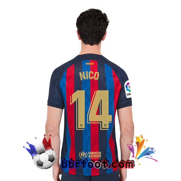 Maillot Foot FC Barcelone (Nico 14) Domicile Rouge Bleu 2022/2023