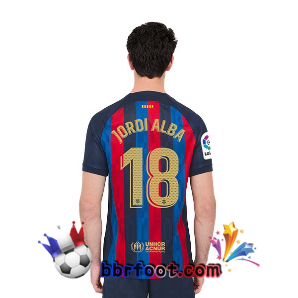 Maillot Foot FC Barcelone (Jordi Alba 18) Domicile Rouge Bleu 2022/2023