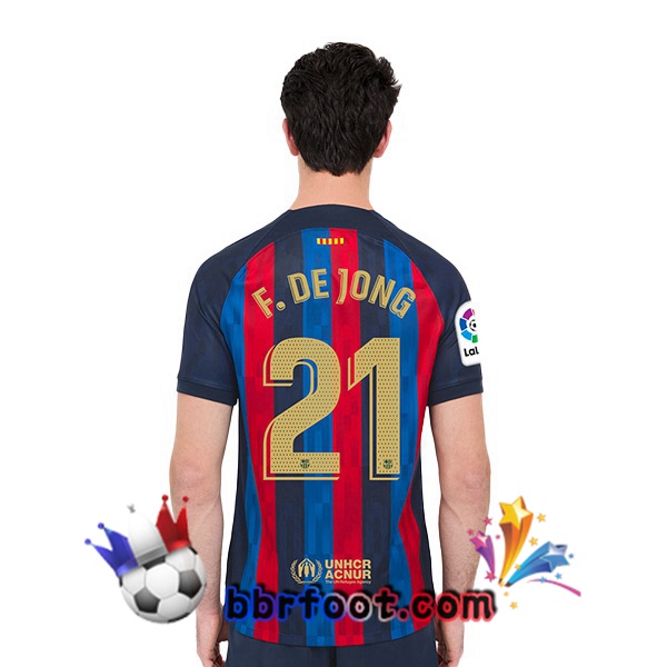Maillot Foot FC Barcelone (Frenkie de Jong 21) Domicile Rouge Bleu 2022/2023