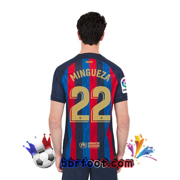 Maillot Foot FC Barcelone (Mingueza 22) Domicile Rouge Bleu 2022/2023