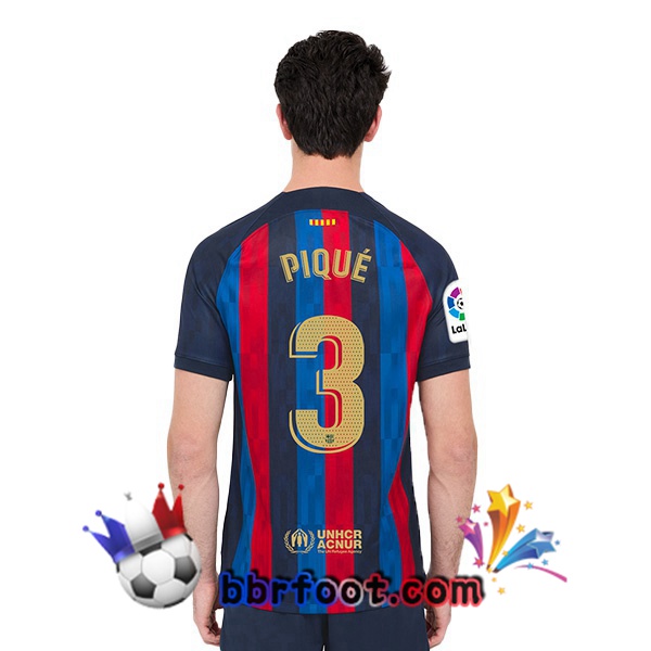 Maillot Foot FC Barcelone (Gerard Piqué 3) Domicile Rouge Bleu 2022/2023