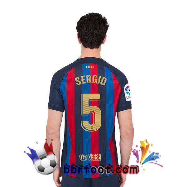Maillot Foot FC Barcelone (Sergio 5) Domicile Rouge Bleu 2022/2023