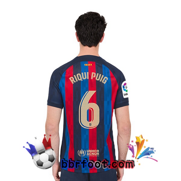 Maillot Foot FC Barcelone (Riqui Puig 6) Domicile Rouge Bleu 2022/2023