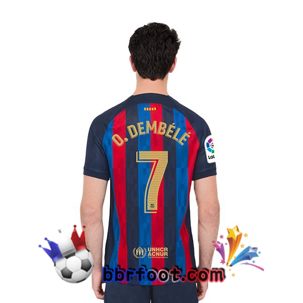 Maillot Foot FC Barcelone (Ousmane Dembélé 7) Domicile Rouge Bleu 2022/2023