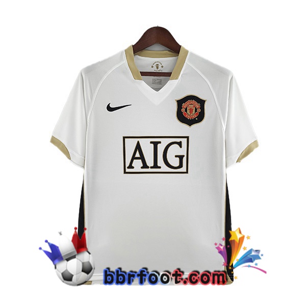 Maillot Foot Manchester United Retro Exterieur Blanc 2006-2007