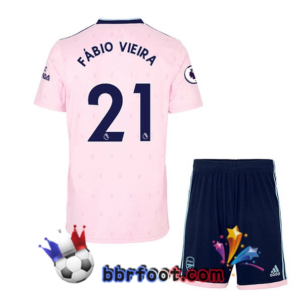 Maillot Foot Arsenal (FÁBIO VIEIRA 21) Enfant Exterieur Rose 2022/2023