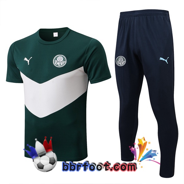Training T-Shirts Palmeiras + Pantalon Vert Blanc 2022/2023
