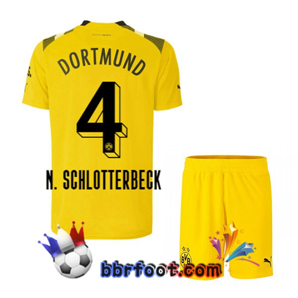 Maillot Foot Dortmund BVB (N. Schlotterbeck 4) Enfant CUP Jaune 2022/2023