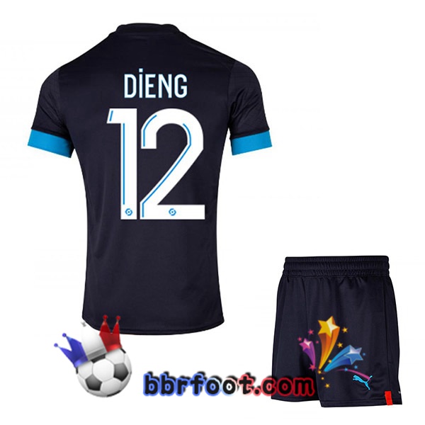 Maillot Foot Marseille OM (DIENG 12) Enfant Exterieur Noir 2022/203