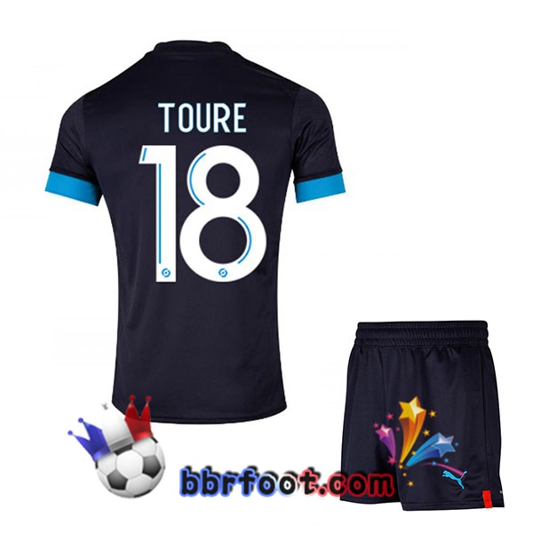 Maillot Foot Marseille OM (TOURE 18) Enfant Exterieur Noir 2022/2023