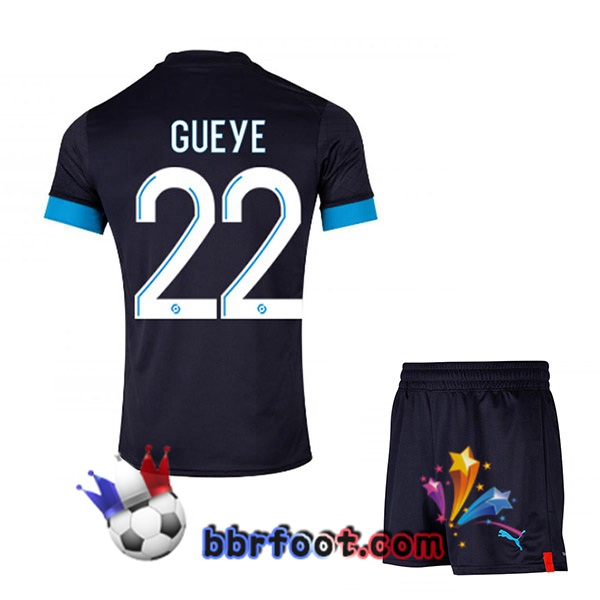 Maillot Foot Marseille OM (GUEYE 22) Enfant Exterieur Noir 2022/2023