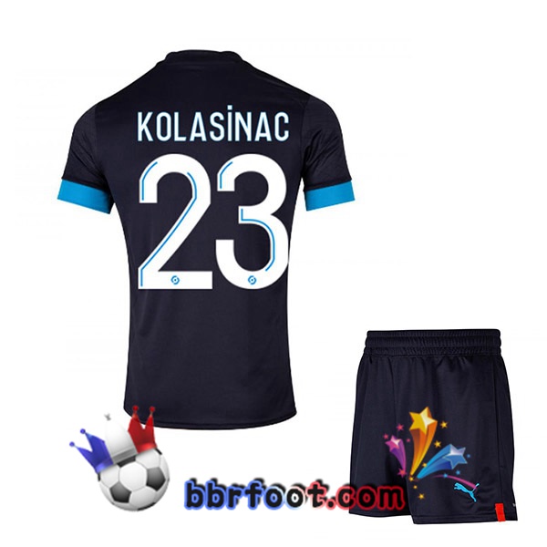 Maillot Foot Marseille OM (KOLASINAC 23) Enfant Exterieur Noir 2022/2023