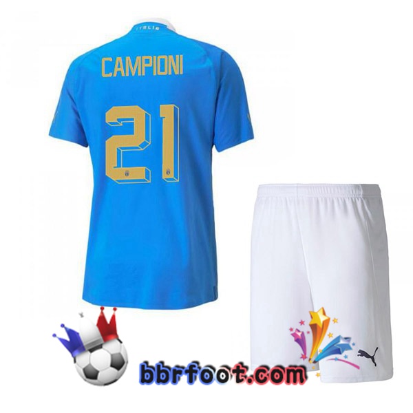 Maillot Equipe de Italie（Campioni 21）Enfant Domicile Bleu 2022/2023