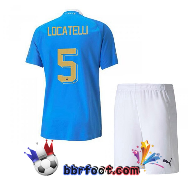 Maillot Equipe de Italie（Locatelli 5）Enfant Domicile Bleu 2022/2023