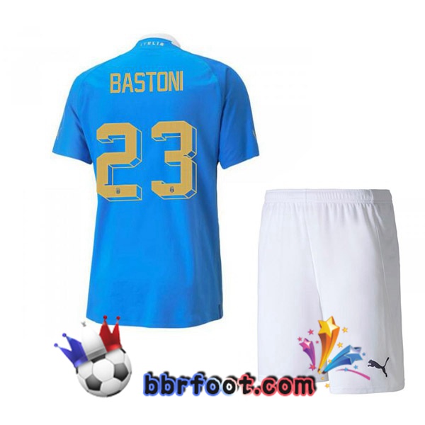 Maillot Equipe de Italie（Bastoni 23）Enfant Domicile Bleu 2022/2023