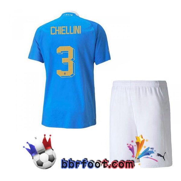 Maillot Equipe de Italie（Chiellini 3）Enfant Domicile Bleu 2022/2023