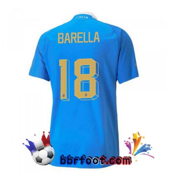 Maillots Equipe de Italie（Barella 18）Domicile Bleu 2022/2023