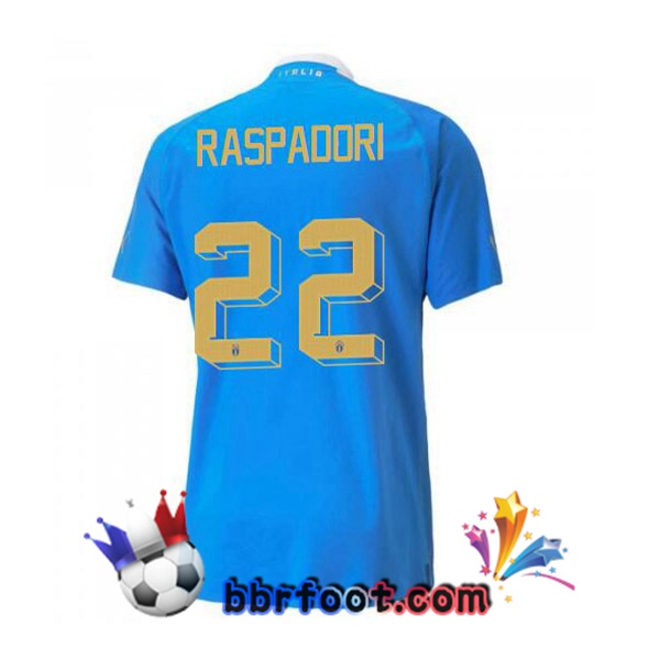 Maillots Equipe de Italie（Raspadori 22）Domicile Bleu 2022/2023