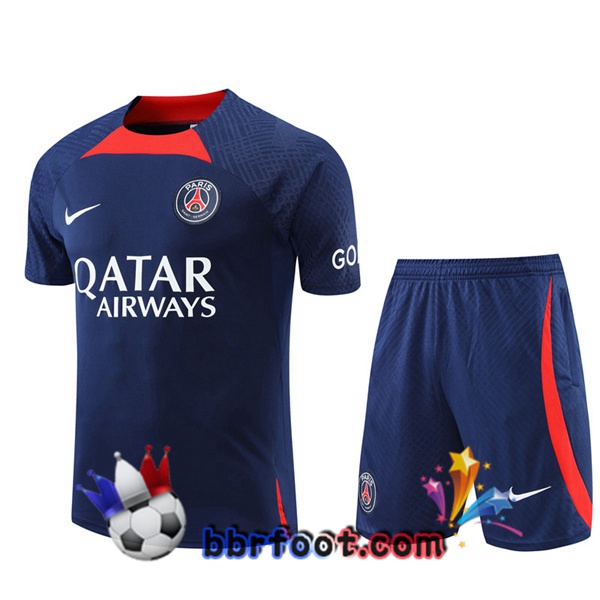 Training T-Shirts Paris PSG + Shorts Bleu Royal 2022/2023