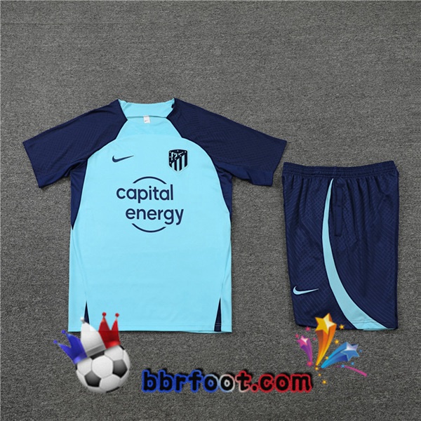 Training T-Shirts Atletico Madrid + Shorts Bleu 2022/2023