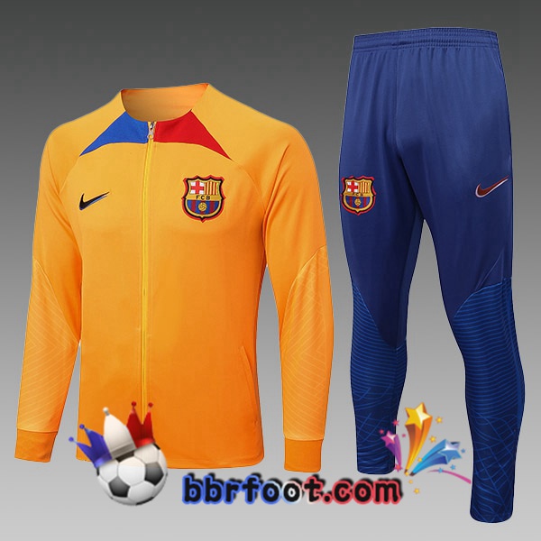 Veste Survetement Foot FC Barcelone Enfant Orange 2022/2023