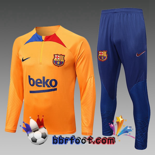 Survetement Foot FC Barcelone Enfant Orange 2022/2023