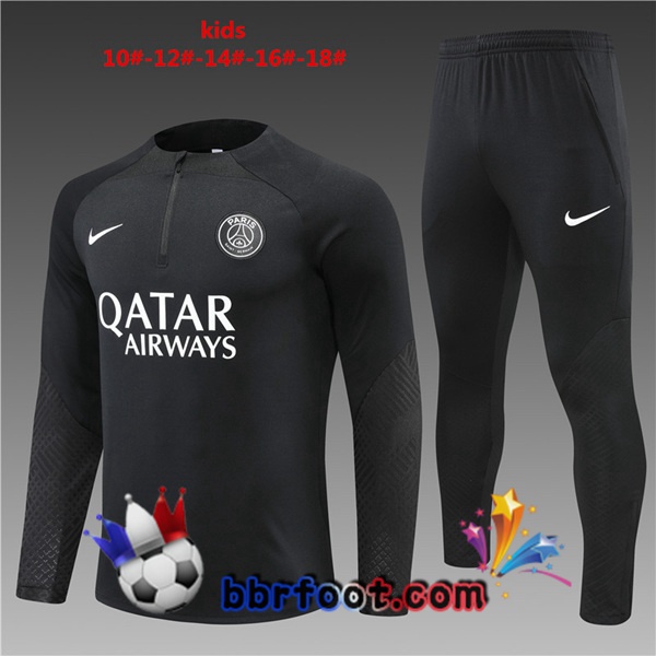 Survetement Foot Paris PSG Enfant Noir 2022/2023 Survetement Foot Paris PSG Enfant Noir 2022/2023