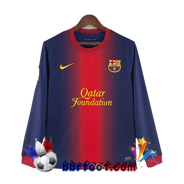 Maillot Foot FC Barcelone Domicile Retro Manche longue Pourpre Rouge 2012-2013