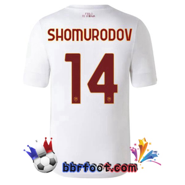 Maillot Foot AS Roma (SHOMURODOV 14) Exterieur Blanc 2022/2023