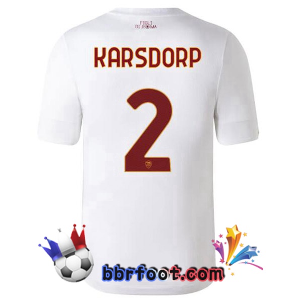 Maillot Foot AS Roma (KARSDORP 2) Exterieur Blanc 2022/2023