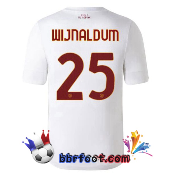 Maillot Foot AS Roma (WIJNALDUM 25) Exterieur Blanc 2022/2023